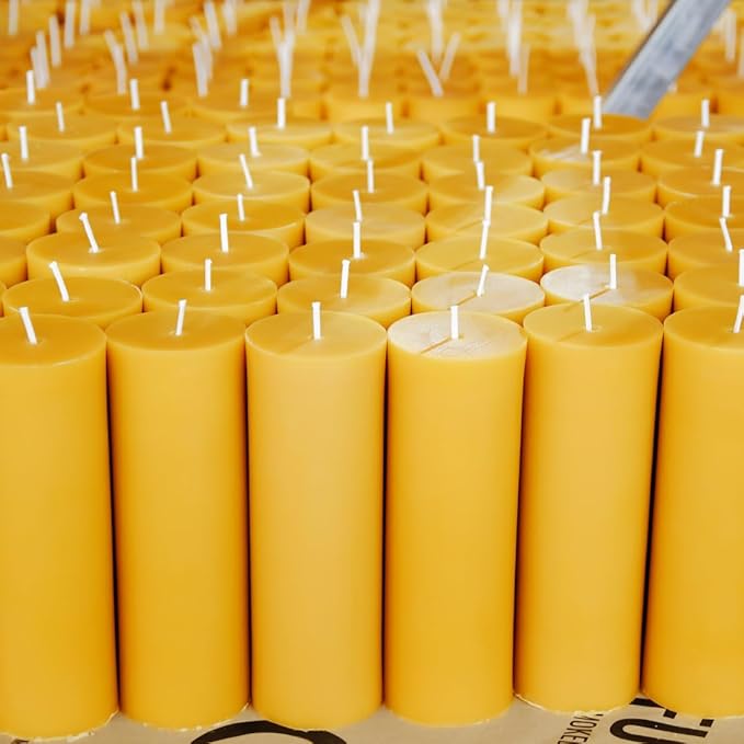 2 x 6 inch Natural Beeswax Pillar Candles Set of 8, Smokeless Dripless Pure Beeswax Candle with Natural Scent for Room Decoration Prayer Party, Long Lasting Burn Time, Brown Raw