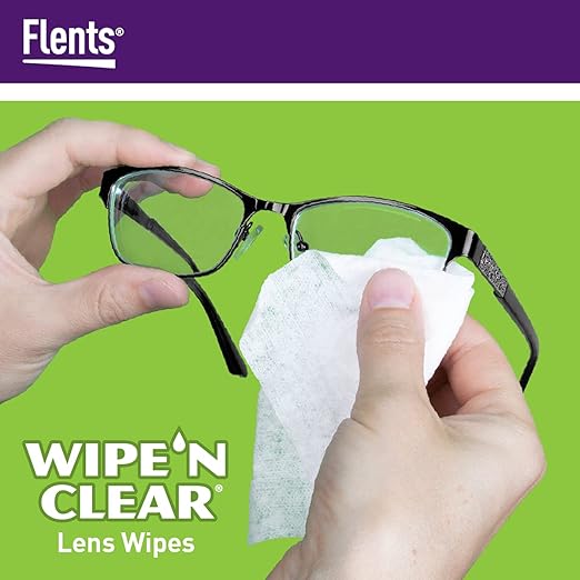 Flents Glasses Cleaner Wipes, 75 Count, Eyeglass Cleaning Wipes, Pre-Moistened, Individually Wrapped, Smudge & Streak-Free Lens Wipes for Glasses & Sunglasses, Safe for AR Coated Lenses