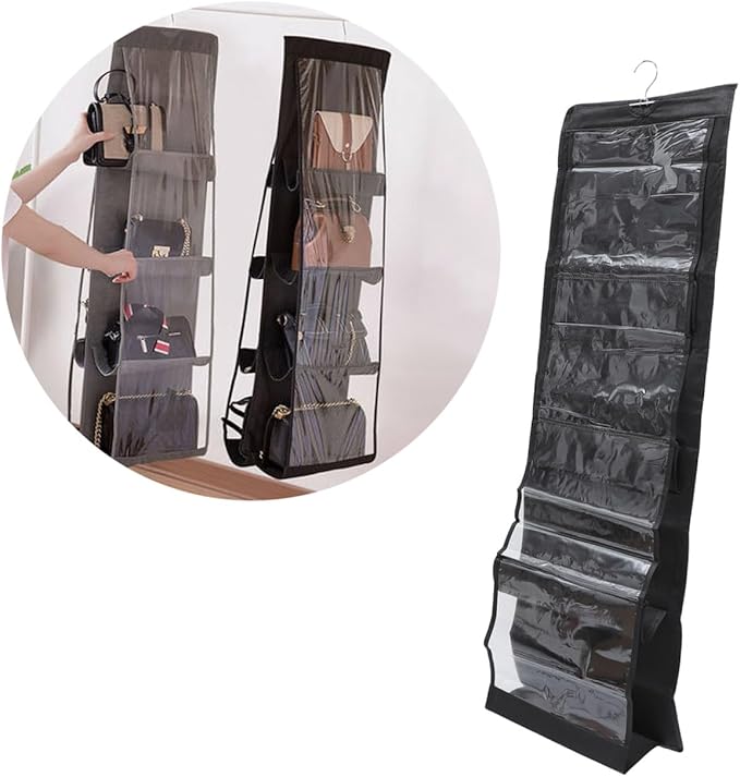 Happyyami 1Pc Hanging Purse Organizer with Non Woven Closet Handbag Storage Holder for Easy Access Bedroom Living Room Wardrobe and College