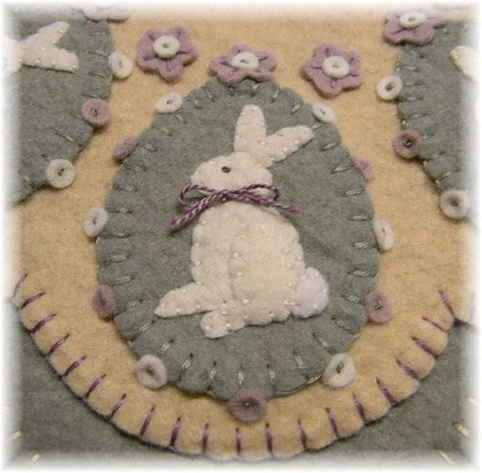 Vintage Bunnies Penny Rug Kit Pre Washed Wool Applique Kit Easter Pattern