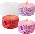 Rose Flower Column Candle Molds Valentine's Day Cylinder Resin Casting Mold for Candle Making Resin Casting Silicone Mold for DIY Candle Making Polymer Clay Craft Plaster