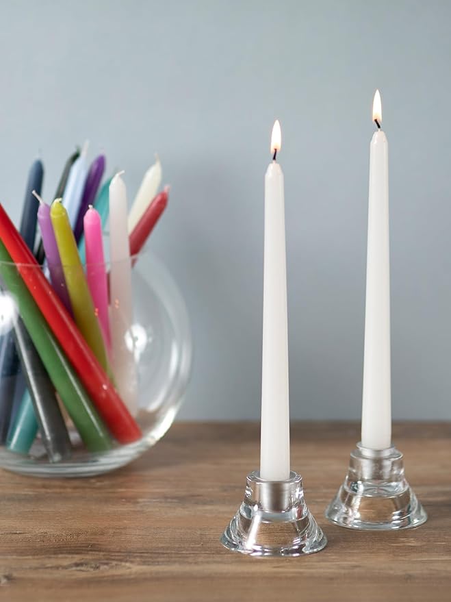 CANDWAX 12 inch White Taper Candles - Set of 12 Candle Sticks Ideal for Christmas Decorations - Dripless Smokeless Long Burning Unscented White Candlesticks - Tapered Christmas Candles for Home Decor