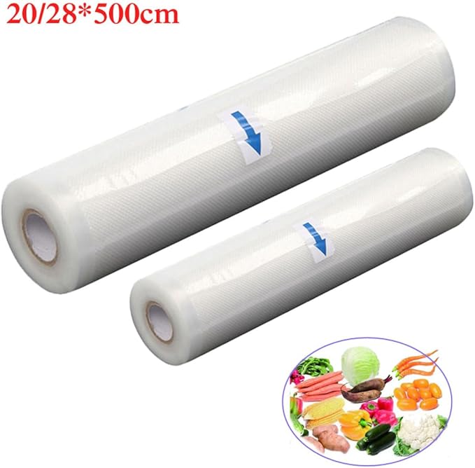 PRETYZOOM Maximize Freshness: 20x500cm Embossed Vacuum Sealer Bags Jumbo Vacuum Storage Bags Air Removal Channels for Long-lasting Storage