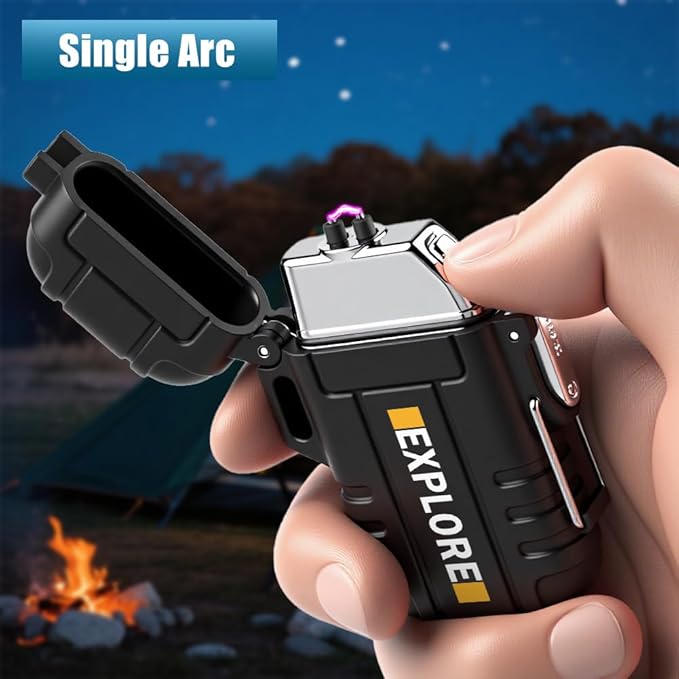 LcFun Electric Lighter USB C Rechargeable Plasma Lighter Windproof Flameless Arc Lighters, Waterproof Matches for Camping Hiking Hunting, Survival Tactical Gear Gifts for Men Fathers Husband