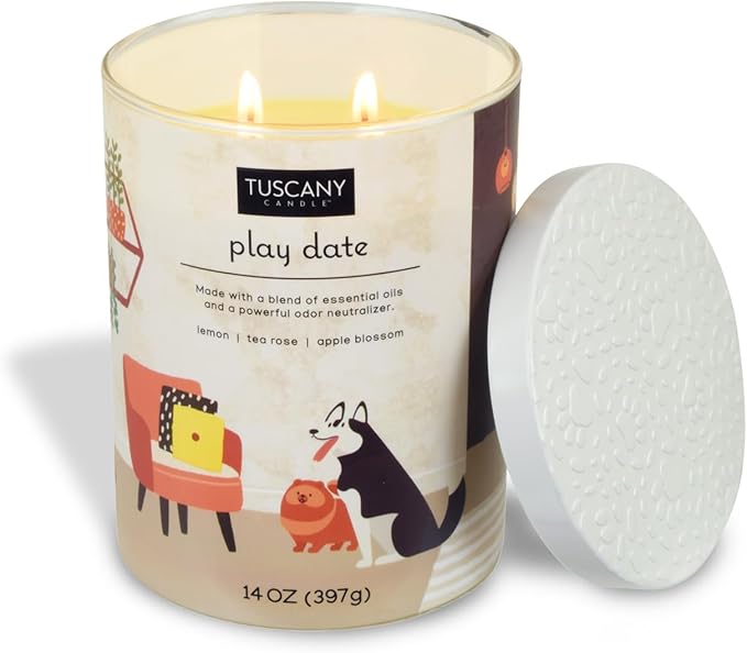 Tuscany Candle Play Date Pet: Lemon Scented Pet Odor Neutralizing Candle, 14 oz