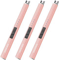 RAYONNER Electric Candle Lighter - USB Rechargeable, Flameless Plasma, Windproof, Pocket Size for Candle, Cooking, BBQ, Firework (Rose Gold, 3 Pack)