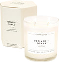 Calyan Wax Co. Vetiver & Tonka 2 Wick Scented Candle - 37 Hour Burn - Luxury Non Toxic Soy Wax Candles - Long Lasting Large Glass Jar Candle for Home - 8.8oz