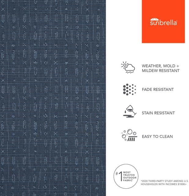 Sunbrella Outdoor Fabric by The Yard | Context Indigo | Official Sunbrella Seller | Indoor or Outdoor Upholstery Fabric for Chairs, Cushions, Drapery, Pillows, Furniture