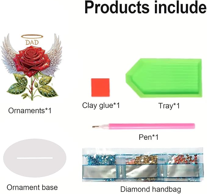 ARTopet DIY Diamond Desktop Ornament PET Irregular Shape Special Shaped Crystal Double Sided Pattern Single Sided Drill Diamond Art Painting Tabletop Home Ornaments Decor-Father's Day Roses