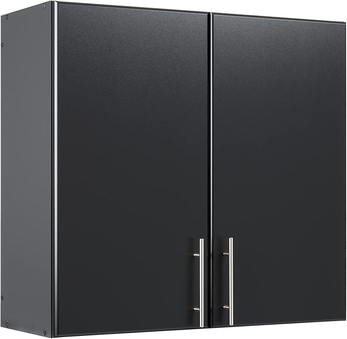 Prepac Elite 32" Wall Cabinet, Black Storage Cabinet with 1 Adjustable Shelf for Kitchen, Bathroom, 12" D x 32" W x 30" H, BEW-3230