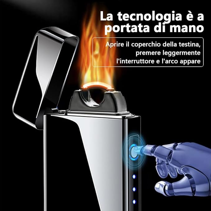 YOZWOO Electric Lighter Rechargeable, High Power Flame Arc Lighter, USB Lighters with LED Battery Indicator, Windproof Electronic Lighters for Candle Camping with Gift Box (Black)