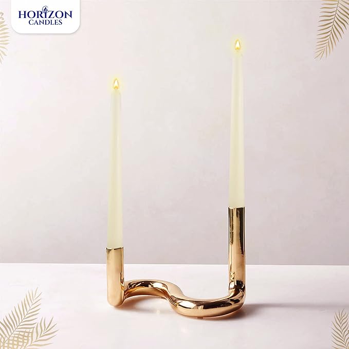 Horizon Unscented 10-Piece Taper Candle Set – 9 Hours Burning Time Smokeless & Dripless Candles for Centerpieces at Wedding, Holiday Dinners, Festive Parties and Home Decor - Cream