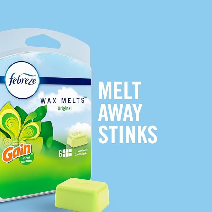 Febreze Odor-Fighting Wax Melts Air Freshener Refills with Downy Scent, April Fresh, 6 count