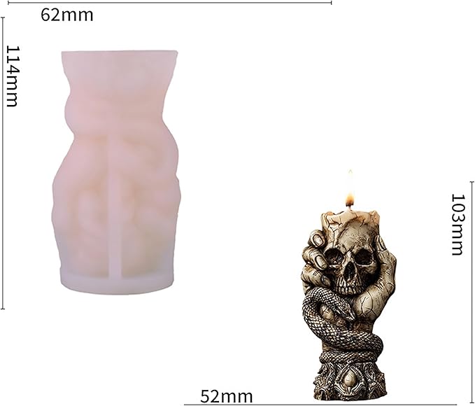 Skull Snake Silicone 3D Flower & Rose Mold - Peony & Candle Making Molds for Resin, Clay & Soap Craft Supplies