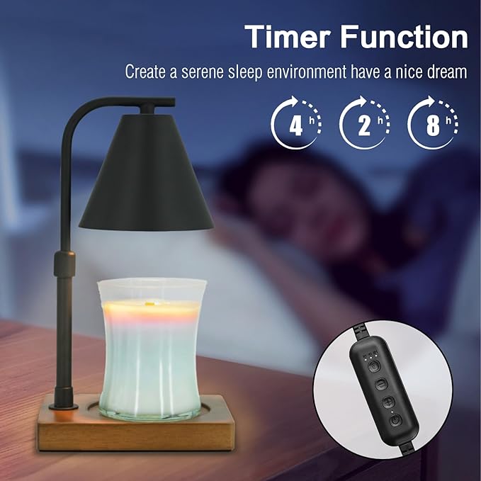 Candle Warmer Lamp with Timer for Women Candle Warmer Height Adjustable, House Warming Gifts New Home Decor, Wax Melt with 2 Bulbs 1-Black