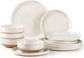 AmorArc Ceramic Dinnerware Sets, Handpainted Plates and Bowls Set with Rustic Terracotta Underside, Scratch Resistant Stoneware Dishes Set, Dishwasher & Microwave Safe