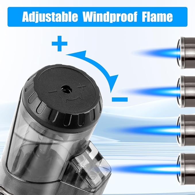 LcFun Torch Lighter 2 Pack Windproof Adjustable Single Jet Flame Butane Lighter Refillable Gas Lighter for Candle Camping Grill BBQ Fireplace (Butane Not Included)