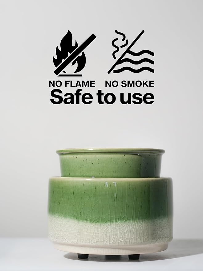 Ceramic Electric Wax Melt Warmer & Cube Oil Melter Cute Small Warmers Aromatherapy for Home Decorative Burner Melts Scented Candle Tart Scent Warm Fragrance (ice Green)