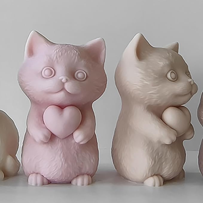 Cat Soap Mold for Animal Candle Making - 3D Silicone Mold for Home Decor Casting