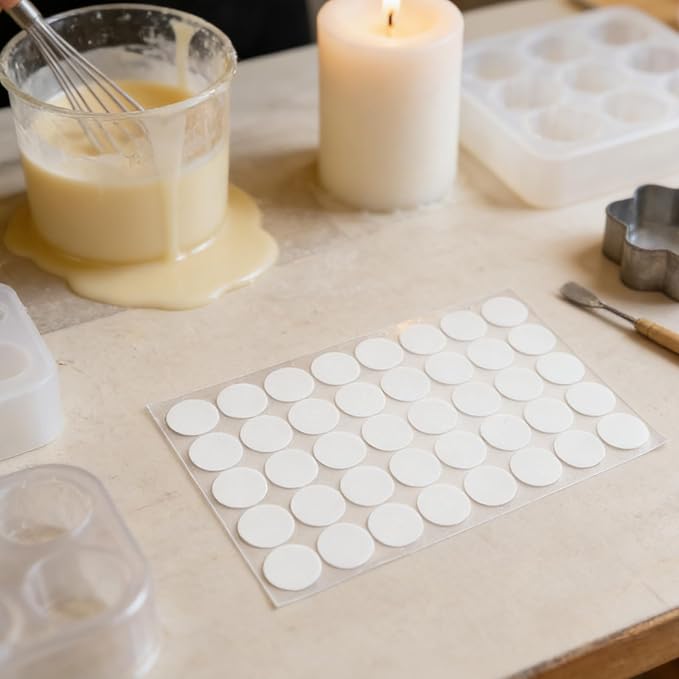800pcs Small Wick Stickers for Candle Making: 0.8" Round Dot Double Sided Adhesive Inserts Taper Stick Holder Grips for DIY Candlesticks Wick Making