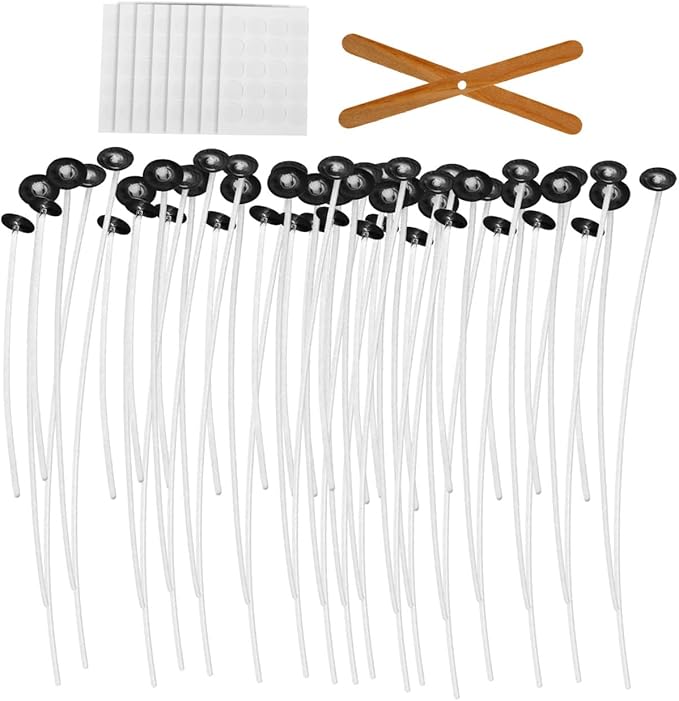 Veemoon 1set Candle Making Kit Candle Wicks Holders and Stickers for Home Birthdays and Parties