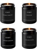 Scented Candle Gift Set, 4 Pack 25oz Soy Wax Candles, Long Lasting Aromatherapy Candles for Home Fragrance, Ideal Gift for Women and Men – Vintage Leather, Caramel Coffee, Rum Oak, Whiskey Tobacco