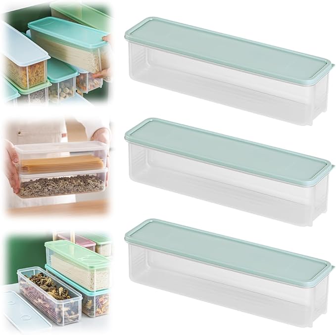 Storage & Crisper Boxes, 2025 New Durable Food Storage Containers, Stackable Refrigerator Organizer for Kitchen, Airtight Food Box with Lids, Fresh-Keeping Container Suitable (Blue, 3pcs)
