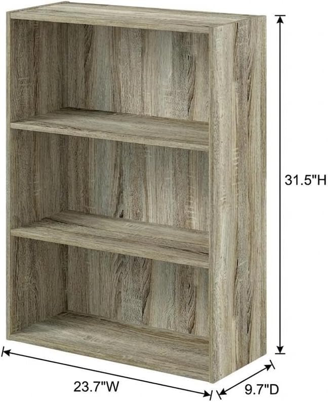 Furnifact Sonoma Oak Bookcase with Wood Construction, Sturdy Shelf Storage, Contemporary Design, Perfect for Office or Living Room Decor