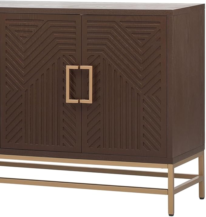 Amposei Retro Accent Sideboard Cabinet 59.8-Inch Credenza Console Storage Cabinet Dining Buffet Table with 4 Doors & Adjustable Shelves for Living Room Entrance, Espresso
