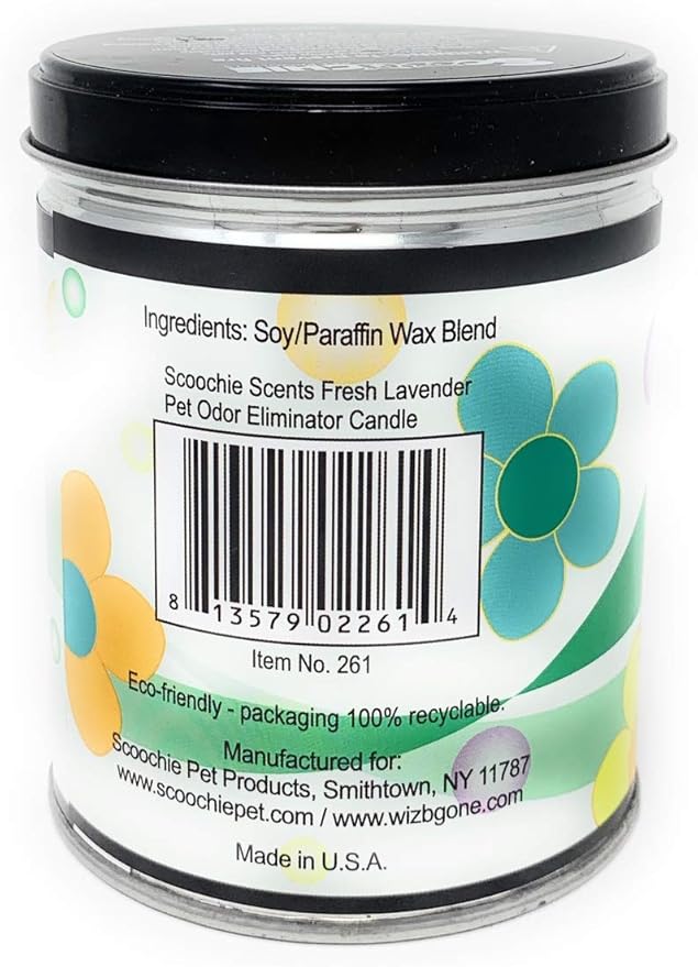 All Natural Soy Wax Pet Odor Eliminator Candle - Non Toxic Long Lasting (100 Hours Burn Time) Freshly Scented Pet House Candle - Safe Tin Jar - Made in USA - 13 Ounces (Fresh Lavender)