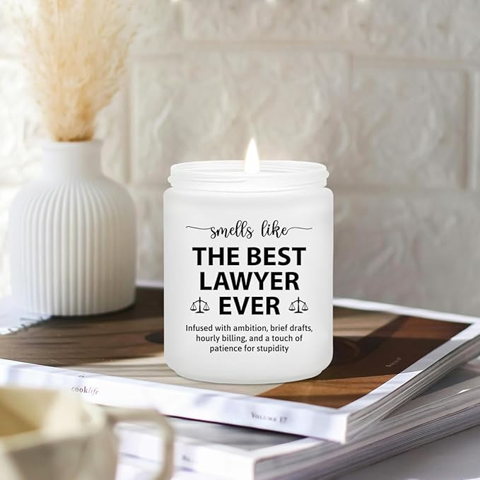 Lawyer Gifts for Women Men - Lawyer Gifts for Female Attorney, Paralegal, Future Lawyers - Law School Graduation Gift for Law Students -Bar Exam Gift - Lavender Scented Candle