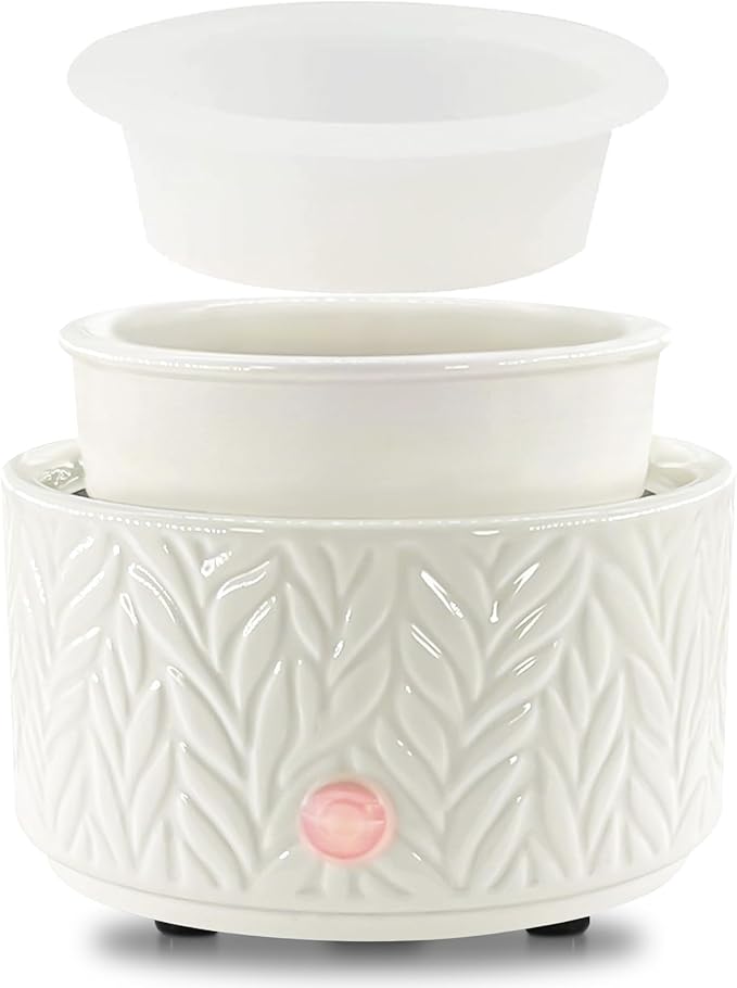 EQUSUPRO Wax Melt Warmer for Scented Wax - with 1 pc Silicone Dish Candle Wax Warmer Ceramic 3-in-1 Electric Wax Burner Fragrance Wax Melter for Home Office Bedroom Gift & Decor