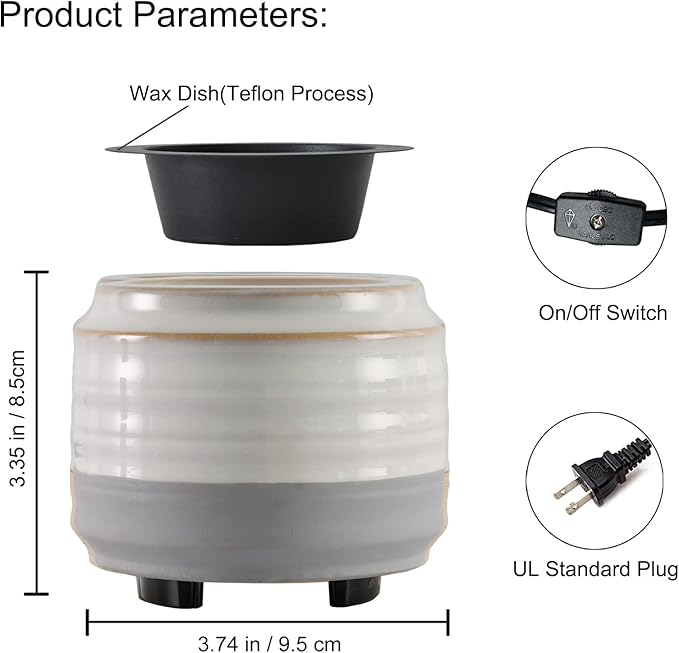 Mocosa Ceramic Wax Melt Warmer,2 in1 Candle Wax Warmer Fragrance Warmer for Wax Cubes,Wax Melter Perfect Christmas Gifts for Mom Women(White Brown)