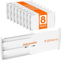 Lifewit 8" Tall 8 Pack Drawer Dividers, 35-56.5cm/13.8-22.2" Expandable Drawer Divider for Clothes, Adjustable Dresser Drawer Organizers, Drawers Separators for Dresser/Bathroom/Closet/Kitchen White