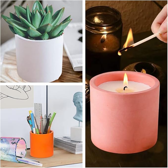 Candle Jar Mold with Lid for Candles Making, Silicone Concrete Molds Storage Container Moulds for Epoxy Resin, Unique Vessels Cement Mould for DIY Jewelry Holder Trinket Box Home Decor