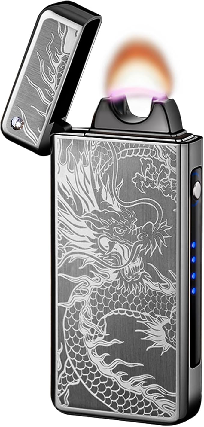 GADATOP Dragon Arc Plasma Flame Lighter - USB Rechargeable Windproof Electric Lighter for Candle (Black)