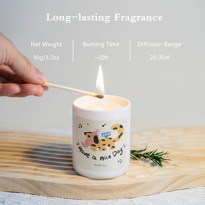 KRD Pet Lover Gifts for Women, 3 Pack Ceramic Scented Candles Gift Set, 3x3.2oz 60H Burn, Natural Soy Wax Aromatherapy for Home Decor