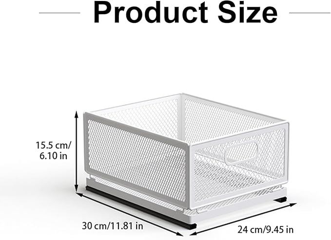 Pull Out Cabinet Organizer, Slide Out Drawers Fixed with Adhesive Nano Film, Pantry Shelves Sliding Drawer Storage Organization for Kitchen/Bathroom/Bedroom (11.8*9.4*6.1inch/30*24*15.5cm)