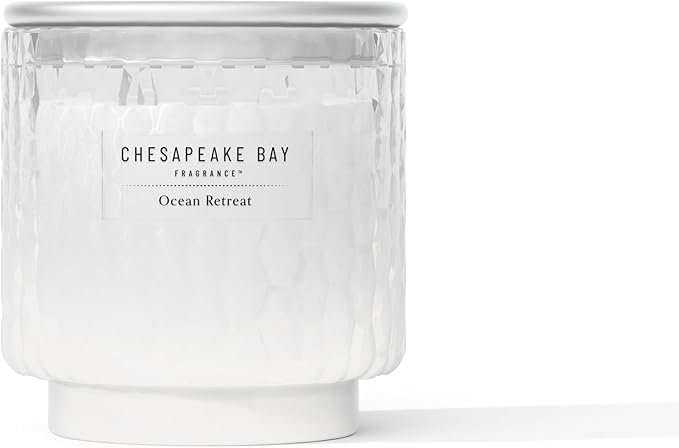 Chesapeake Bay, 11oz Ocean Retreat Scented Candle, Mood Evoking Fragrance, Textured Sea Glass-Inspired Jar, Premium Soy Blend Wax with Essential Oils, Coastal Fragrance for Home Décor or Gifting