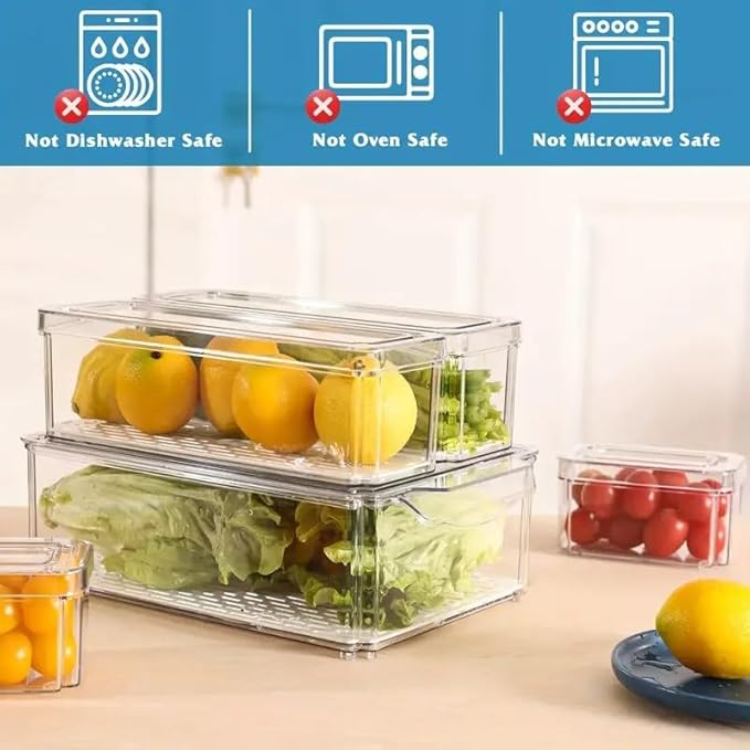 INNOVATIVE LIFE 14 Pack Refrigerator Organizers and Storage, Stackable Fridge Organizer Bins with Lids, BPA-Free Produce Fruit Storage Containers for Storage Clear for Food, Vegetable Storage