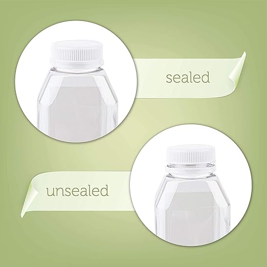 Disposable Juice Container with Caps, 12 Oz Reusable, Clear & Empty Smoothie Bottle For Grab & Go Drink & Juicing Journey, 12 Pack BPA-Free Plastic Water Bottles, Handy, Leak-Proof Beverage Containers
