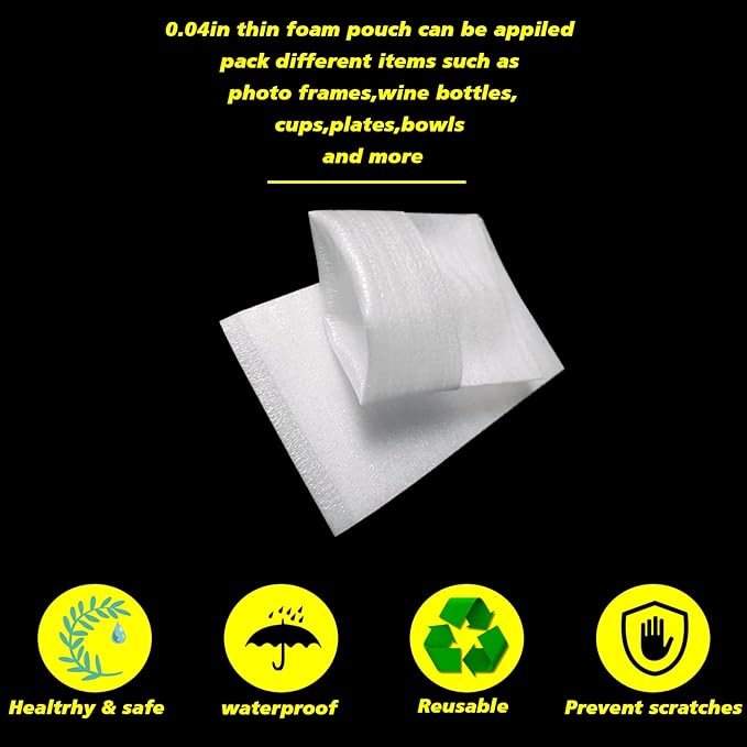 8'' x10'' Cushion Foam Pouches, 50Pcs Packing Cushioning Supplies for Moving, Foam Wrap Pouches Protect Fragile Items, Cushioning Foam Padding for Packaging Dishes/China/Cups/Plates/Mugs