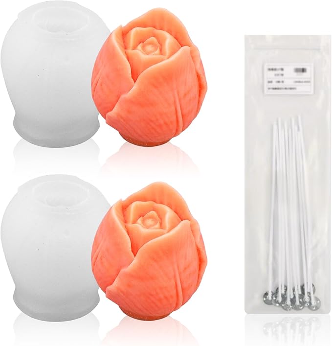 2Pcs Tulip Silicone Candle Flower Wax Mold Silicone for Candles Resin Making Molds Moldes De Silicona para Hacer Velas Artesanales De Silicona,for Making Mothers Day Gifts for Mom Daughter
