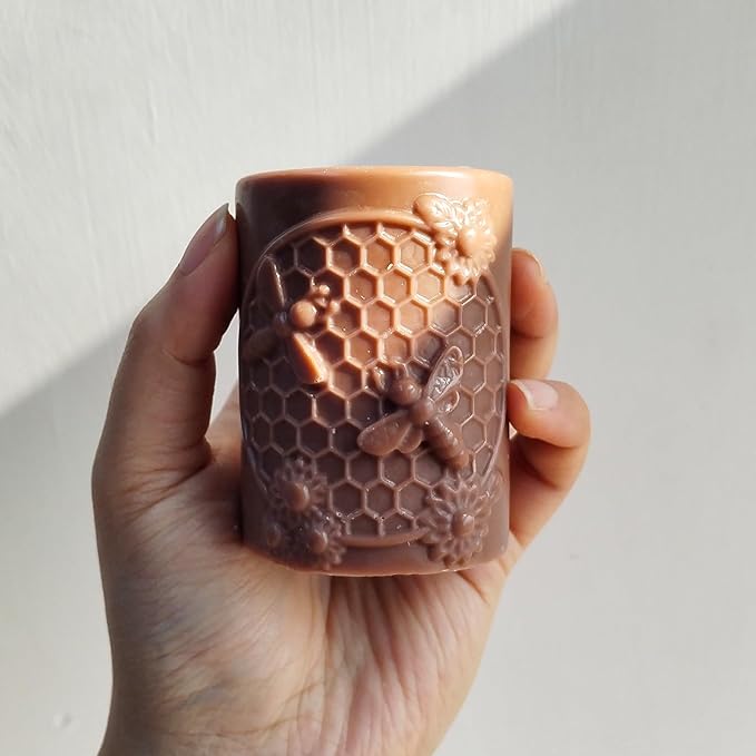 Wehous 2PCS Bee Candle Mold, Bee Honeycomb Flower Cylinder Silicone Molds for Resin Candle Soap Wax Beeswax, Unique Epoxy Casting Clay Art Craft Mould Kit DIY Home Decor