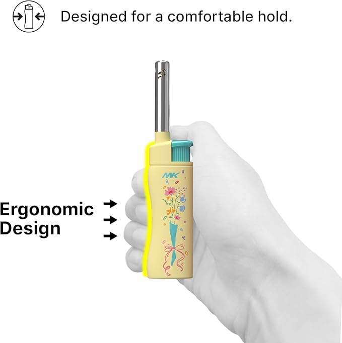 MK Lighter Collector’s Edition Refillable Candle – Multipurpose Jet Flame Butane with Long Wand for Indoor & Outdoor Use Gift Couples Friends Family (Birthday-5PC)
