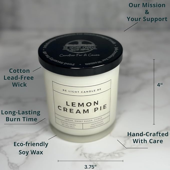 Lemon Candle | Purpose-Driven Soy Candles | Scented Gift for Home | Bestfriend Gift | Non-Toxic | Aromatherapy | Present for Her | Be Light Candle RE (Light & Lovely)