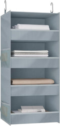 4-Shelf Hanging Closet Organizer and Storage Foldable Hanging Closet Shelves Front Lip Design Washable Hanging Storage, Gray