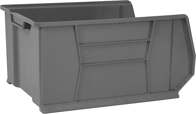 Akro-Mils 30289 Super-Size AkroBins Plastic Storage Bins, Space-Saving Stackable Bins for Garage, Classroom, Warehouse Organization, 24" L x 18" W x 12" H, Grey, 1-Pack