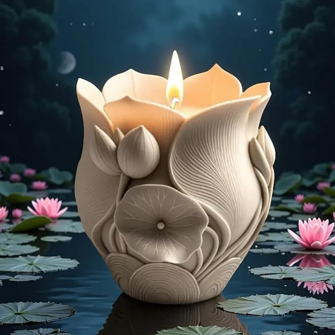 Lotus Resin Molds Silicone - Reusable Classic Design for Casting with Epoxy Resin, Concrete, and Plaster to Create DIY Home Decor, Cosmetic Organizers, and Plant Pots ﻿