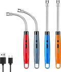 Candle Lighter Electric USB Rechargeable Plasma Arc Lighter with 360° Flexible Neck,LED Power Display,Safety Lock,Windproof Flameless,Long Arc Lighters Matches,4 Pack(HB-088B-4Pcs)